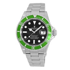 ROLEX Acciaio Inox 40mm Submariner Verde Lunetta Kermit 16610T Garanzia MINTY