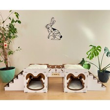 Casetta per conigli in legno,castello per conigli con ponte,mobili per conigli,letto per coniglietti in legno