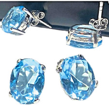 Orecchini acquamarina Swarovski in argento 925 da donna con zircone zaffiro foro