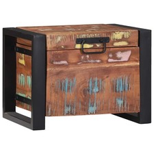 Cassapanca Portaoggetti in Legno Massello di Mango, Marrone, 40x30x30 cm, Uso Interno, Design