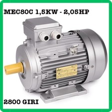 motore asincrono trifase elettrico 2800 giri 2 poli mec80C 2,05HP B3 230 400V bk