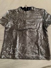 Top Zara argento paillettes