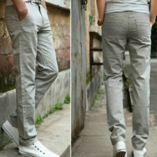 Mens Grey Slim Long Elastic