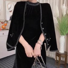 Giacca Blazer In Velluto Per Donna Con Collo A V Vento Lungo