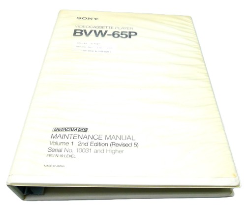 Sony bvw65p maintenance - sony, manual