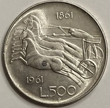 500 lire argento - argento, bighe
