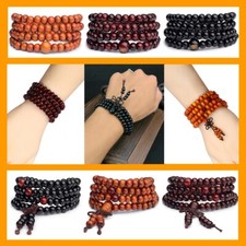 Bracciale Collana Uomo Donna Unisex Mala Tibetano in Legno Rosario per Preghiere