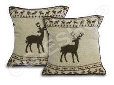 Coppia cuscini arredo 50x50 tirolese mountain style moderno cervo marrone beige
