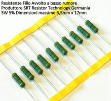 5 pezzi 0,1 Ohm 3W 5% Resistenza basso rumore a filo avvolto 100 milliohm 3W