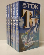 5 VIDEOCASSETTE VHS VERGINI TDK TV 120 MINUTI, 2 ORE.  NUOVE, SIGILLATE!!!