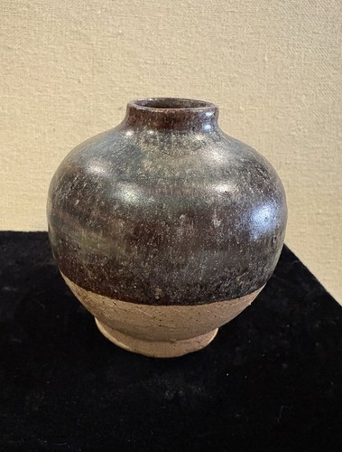 Vaso gres smaltato marrone - gres,