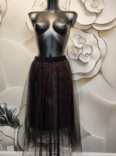 Gonna midi nera rossa - gonna, tulle