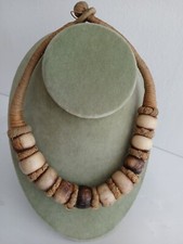 COLLANA OSSO LAVORATO NECKLACE Hand carved bone beaded anni 50 Zulu Sud Africa