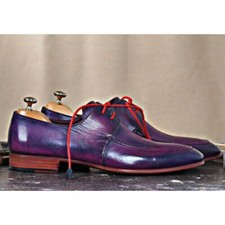 Scarpe uomo fatte a mano su misura vera pelle viola derby stringate scarpa formale