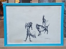 Emanuele Pandolfini (Palermo 1929)China Su Carta " Corrida " Datato 1964