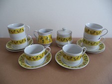 Naj oleari servizio 6 persone tè porcellana decoro ananas lattiera zuccheriera