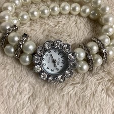 Orologio Boer Dbl Strd Finta Perla Tondo Tono Argento Diamante Quarzo Ha Bisogno Batteria