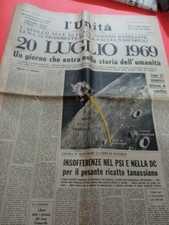 L'UNITA' 20-7-1969 APOLLO II  LUNA ALLUNAGGIO COSMONAUTI ARMSTRONG LUNIK 15