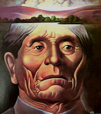 1985  American Indian Portrait Famous People Art Bookplate Print 31