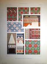 Stampa antica FIRENZE Palazzo Davanzati decorazioni camino 1925 Antique print