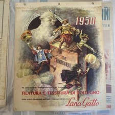 calendario Lana Gatto 1950 completo originale ottimo da collezione Moschettieri 