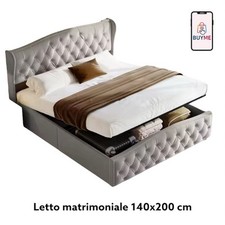 Letto matrimoniale imbottito con spazio contenitore, 140x200 cm Senza Materasso