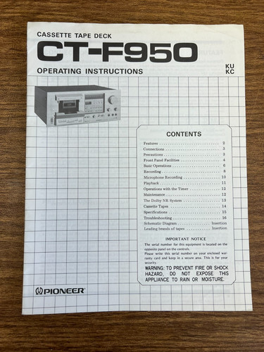 Pioneer f950 cassette deck - ct-f950,