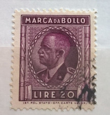 ITALY REVENUE MARCHE DA BOLLO 1937 SPLENDIDA MARCA TASSA FISSA L.20 VIOLAUSD 120