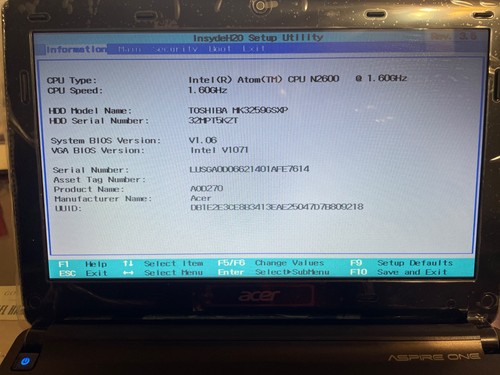 Acer aspire one d255e intel - aspire,