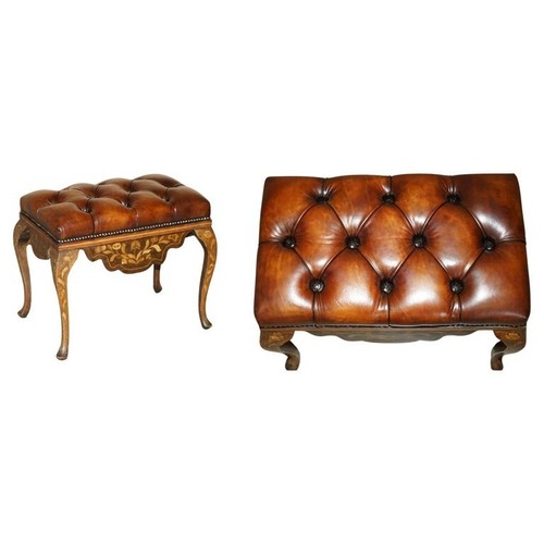 Antico sgabello chesterfield - sgabello,