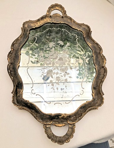 Vassoio antico legno dorato - dorato, e