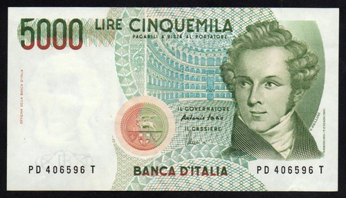 Banconota 5000 lire bellini - banconota,
