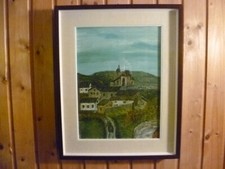 QUADRO 51X41 CM OLIO SU TELA 38X28 CM VINTAGE ANNI 80 PAESAGGIO MONTAGNA