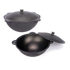 Pentola Kazan in ghisa con coperchio, adatta per Utschak, cucina all'aperto...