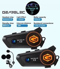 ✅ 2x (COPPIA) CUFFIA AURICOLARE INTERFONO BLUETOOTH 5.3 IP67 PER CASCO MOTO