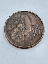 B MONETA 10 CENTESIMI APE VITTORIO EMANUELE III 1936 RAME OLD COPPER COIN