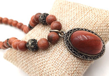 PIETRA DEL SOLE COLLANA ETNICA CON GRANDE CABOCHON