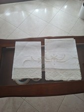 Set di asciugamani In puro lino, Intaglio e rete Filet 