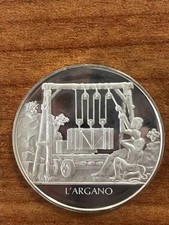 L' ARGANO SOLLEVAMENTO PESI MEDAGLIA ARGENTO .925  SILVER FDC PROOF Gr. 14