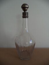 Bottiglia vetro cristallo tappo e bordo in argento 800 Francia servizio tavola