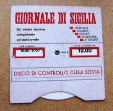 DISCO ORARIO PUBBLICITARIO QUOTIDIANO SICILIA EDICOLA AUTO D’EPOCA ORIGINALE VIN