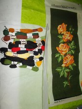 MARGOT KIT RICAMO MEZZOPUNTO CANOVACCIO FILI COTONE AGO DISEGNO ROSE CM. 25 X 60