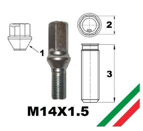 Bullone conico 14x1 5 per - bullone, vw
