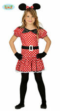 Guirca Costume Carnevale Minnie Topolina Vestito Rosso a Pois per Bambina