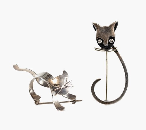 Spille gatto argento - spille,