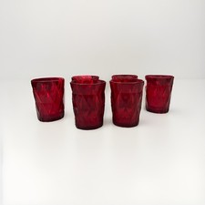 BICCHIERI IN VETRO SET DA 6 PEZZI NATALIZI ROSSI TEXTURE GEOMETRICA A RILIEVO