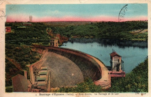 Cpa barrage d eguzon - 36, d'eguzon