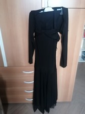 Abito lungo da cerimonia donna nero, con gonna e coprispalle