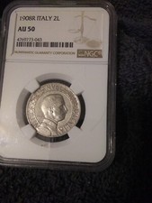 1908 ITALIA 2 Lire NGC AU 50