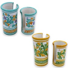 Porta Bicchieri per acqua e per caffè in ceramica Siciliana, 2 Opzioni Decoro e 